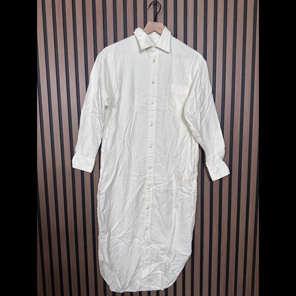 Buck Mason Shirt Dress Medium / Large Womens Ivory Long Sleeve Button Midi - Picture 1 of 9